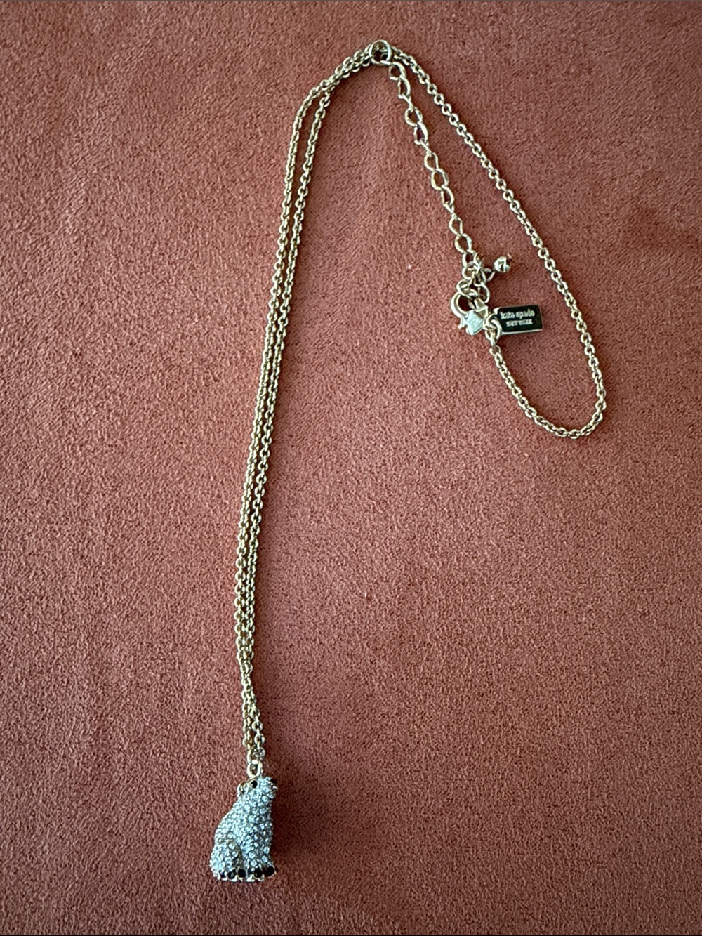 kate spade Gold-Tone Crystal polar bear Pendant Necklace - Silver Crystals